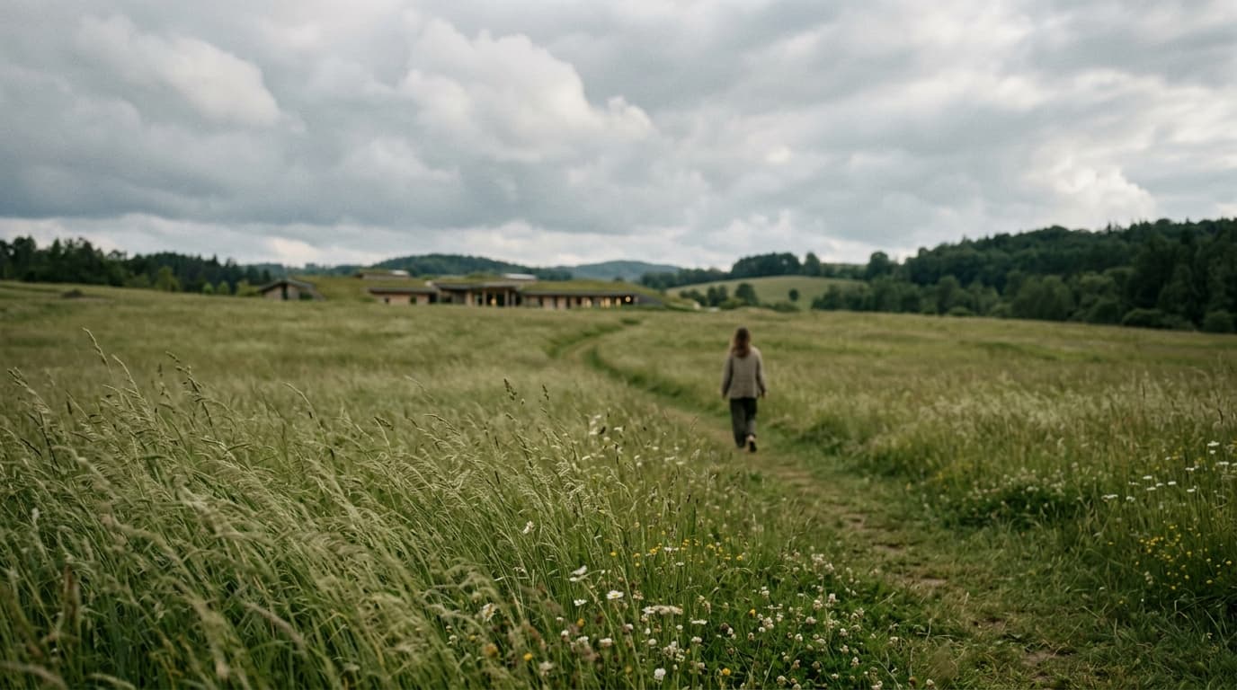 Track wellness in peaceful landscape